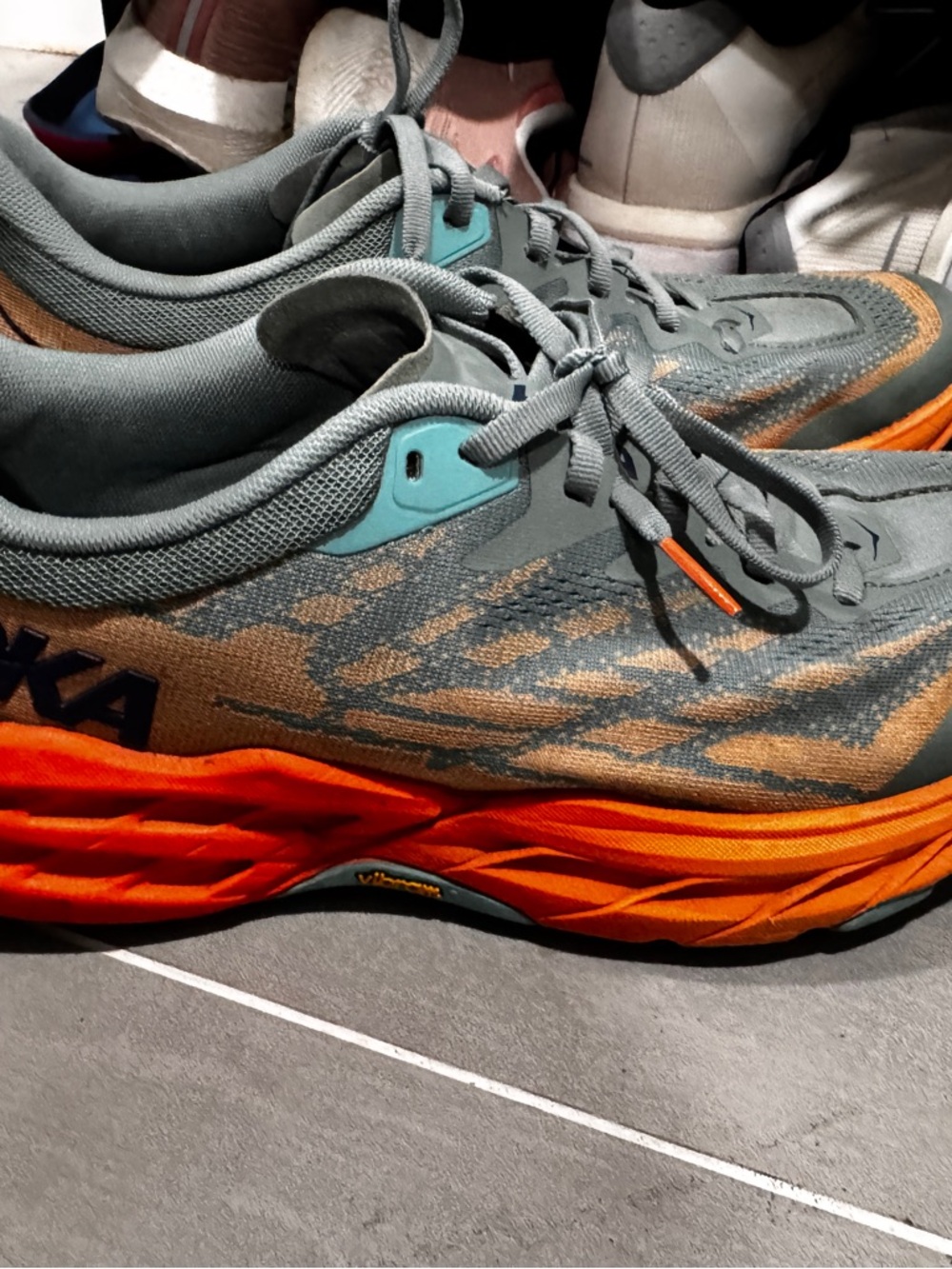 Hoka Grey Teal and Orange Men's Running Shoes